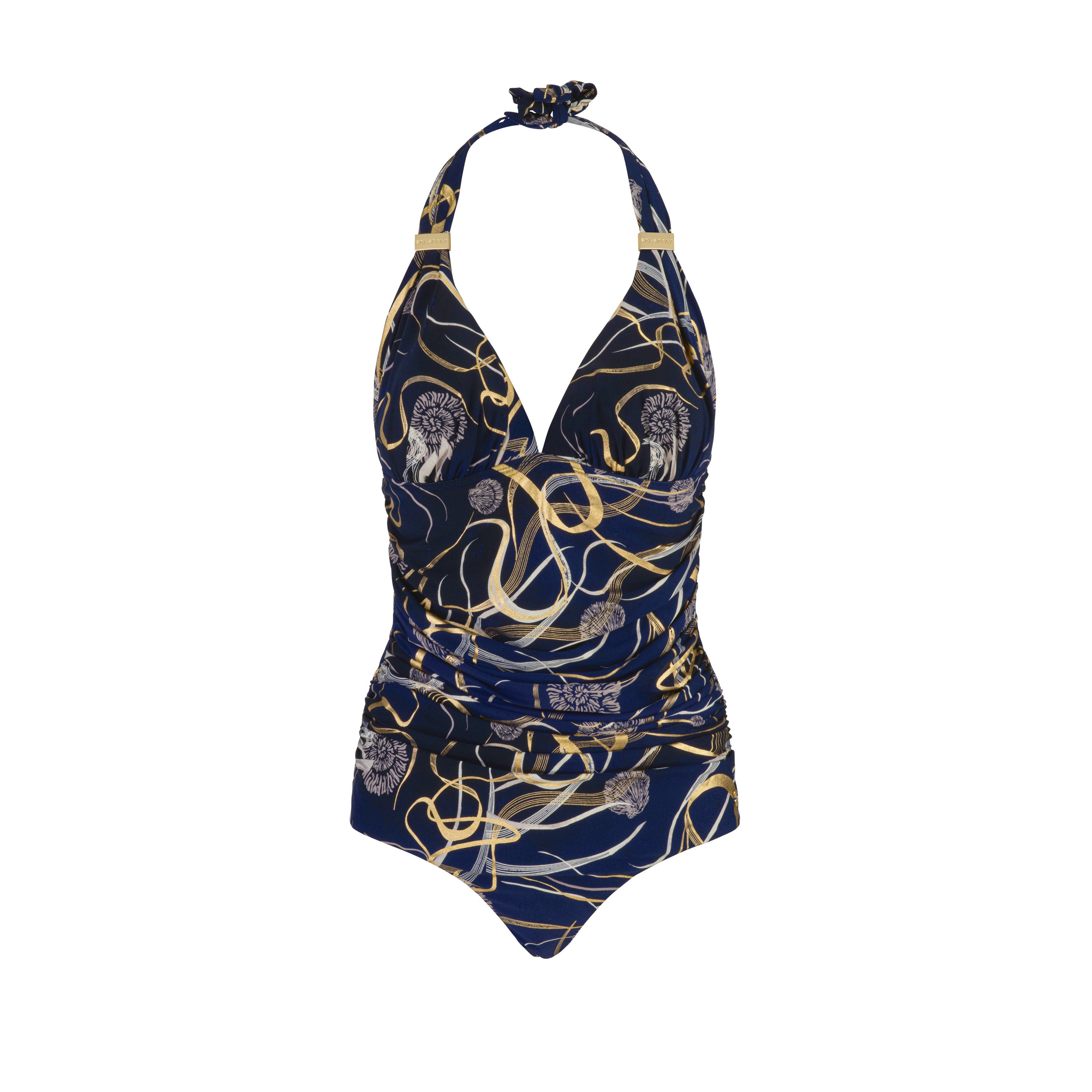 Laguna Halter Swimsuit Gold Foil Regular & Long Length Seaspray Swimwear