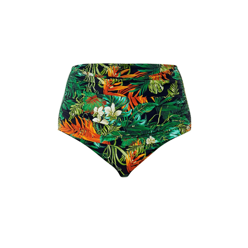 Bali Tropical High Waist Bikini Brief Green - Seaspray Swimwear