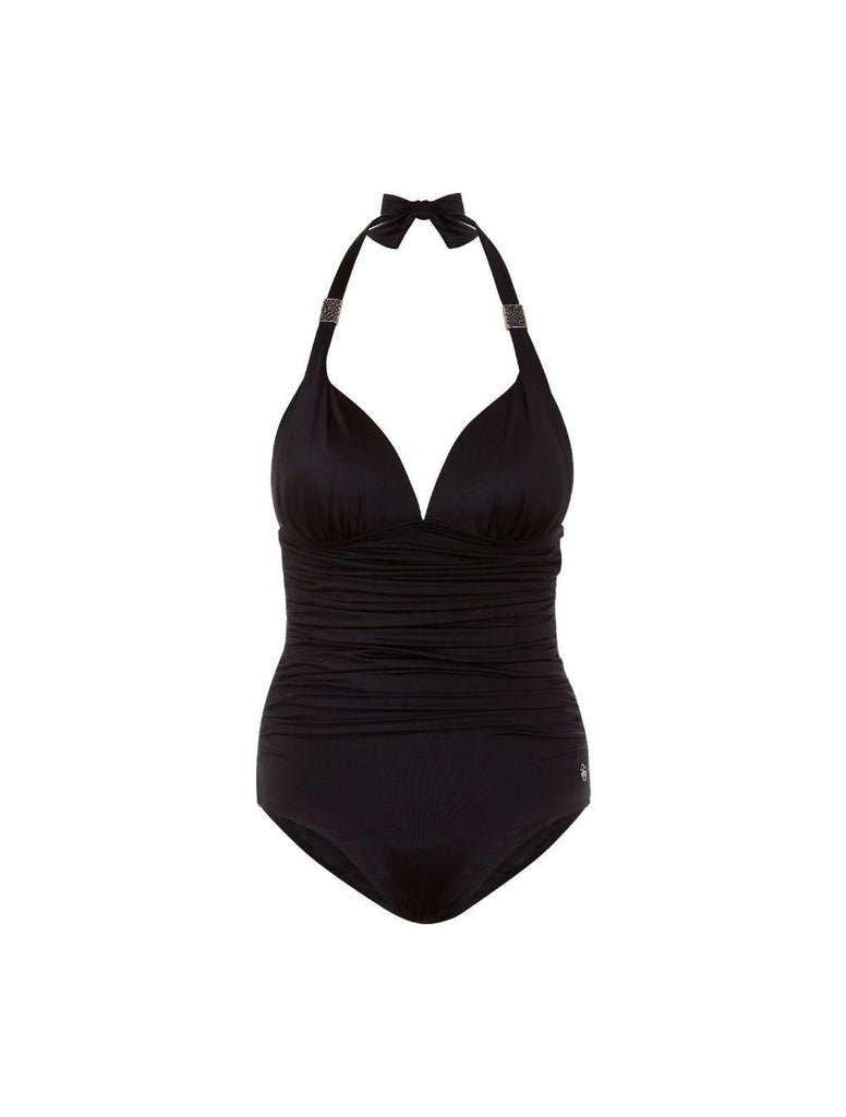 Black Hourglass Halter Swimsuit - Seaspray Swimwear