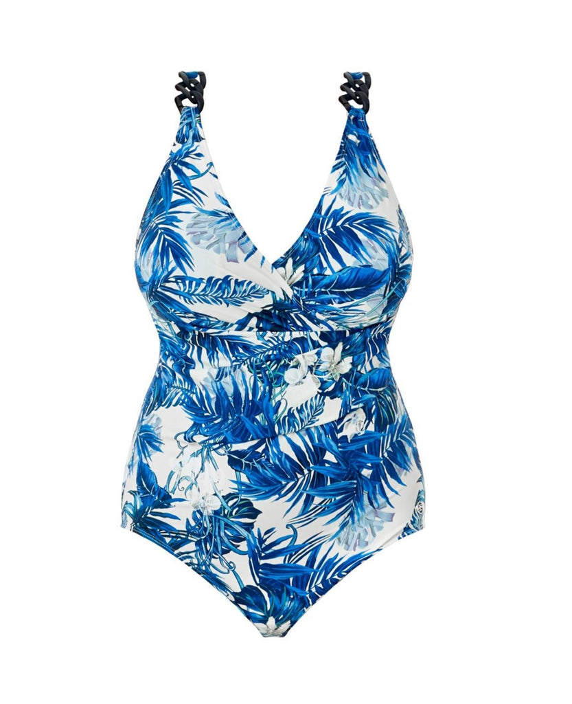 Capri Classic Draped Swimsuit Blue - Seaspray Swimwear