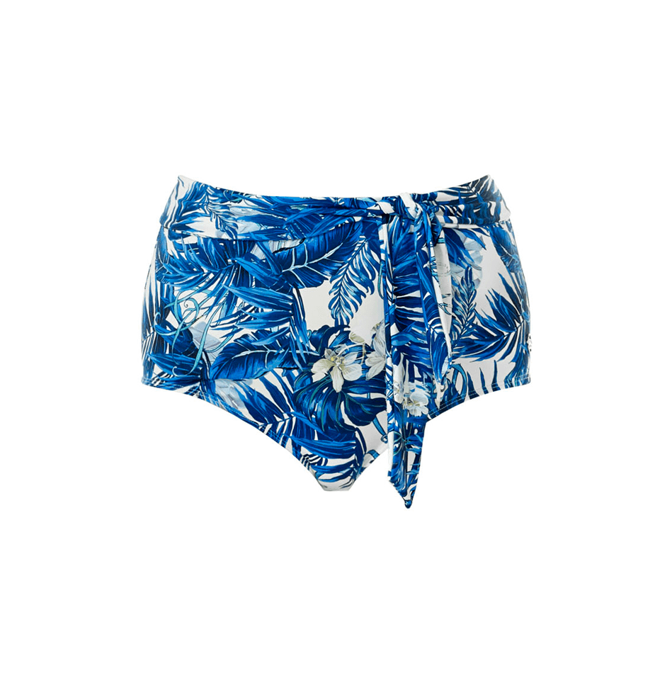 Capri High Waist Tie Bikini Brief Blue - Seaspray Swimwear