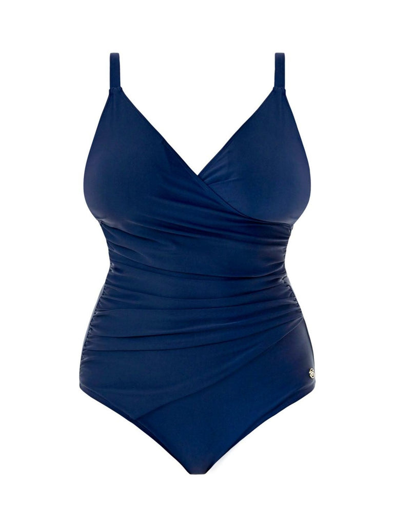 Chloe Mock Wrap Swimsuit Navy - Seaspray Swimwear