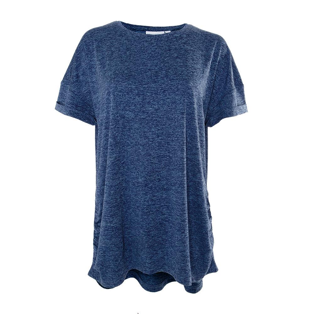 Curve Gathered Hem T-Shirt Blue Marl - Seaspray Swimwear