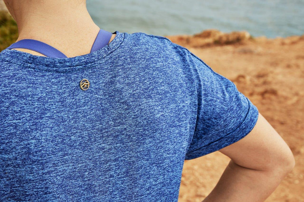Curve Gathered Hem T-Shirt Blue Marl - Seaspray Swimwear