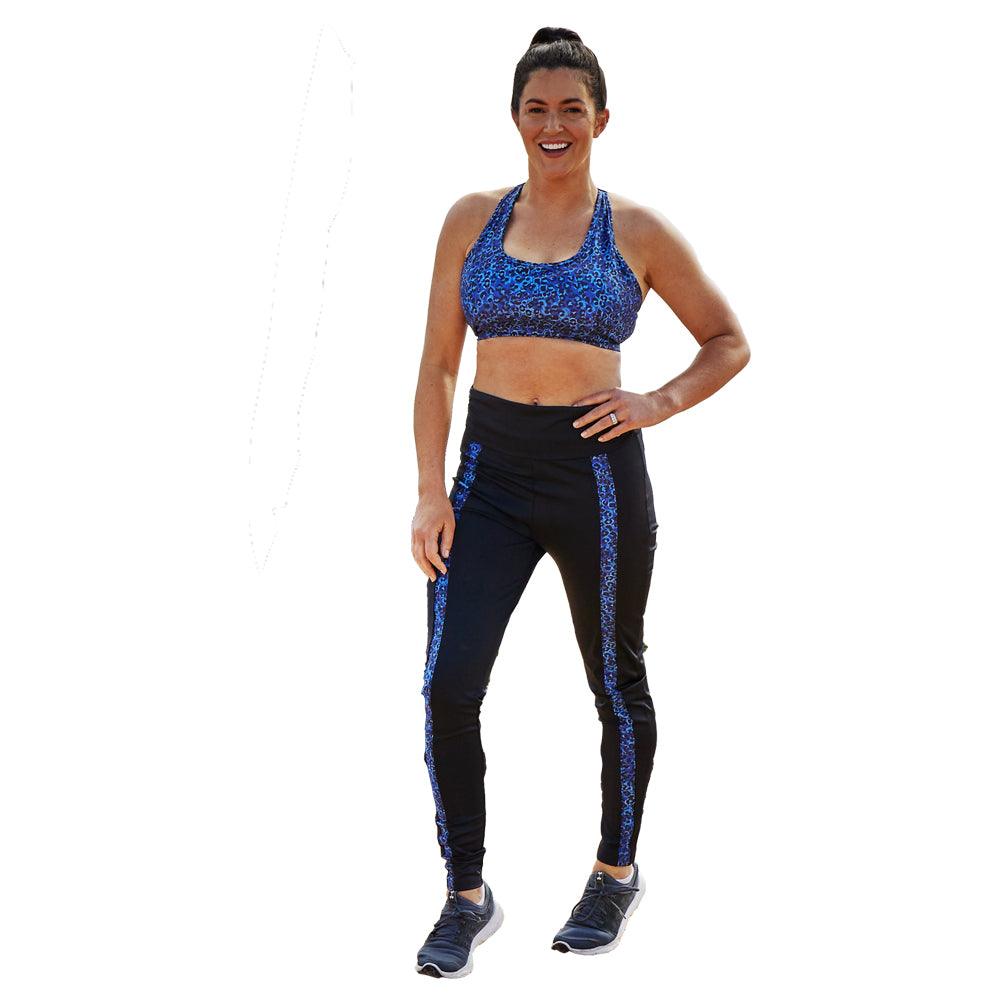 Curve Leopard Stripe Legging Blue - Seaspray Swimwear