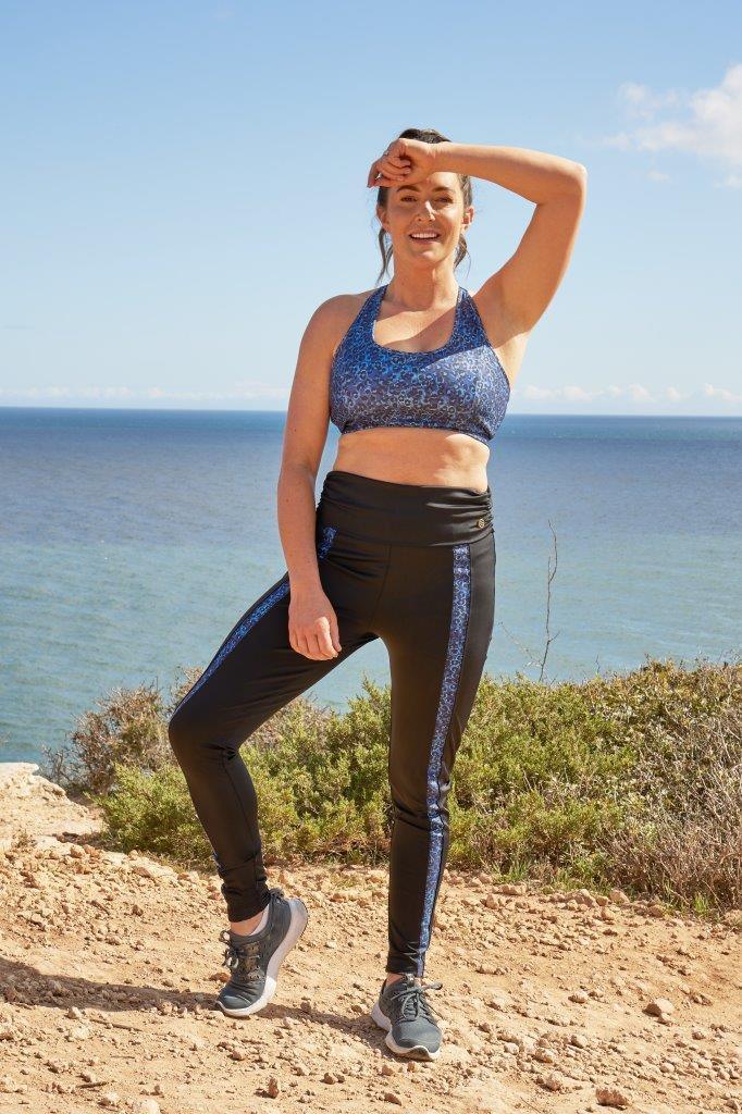 Curve Leopard Stripe Legging Blue - Seaspray Swimwear