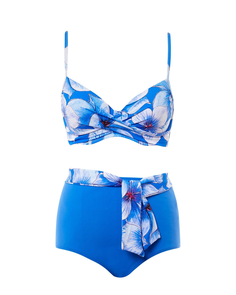 Eleanor Floral Twist Bikini Blue - Seaspray Swimwear
