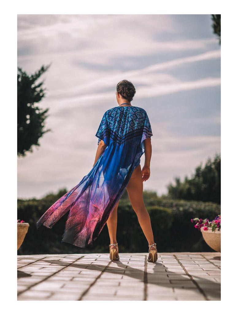 Eleanor Florence Maxi Kaftan Blue - Seaspray Swimwear
