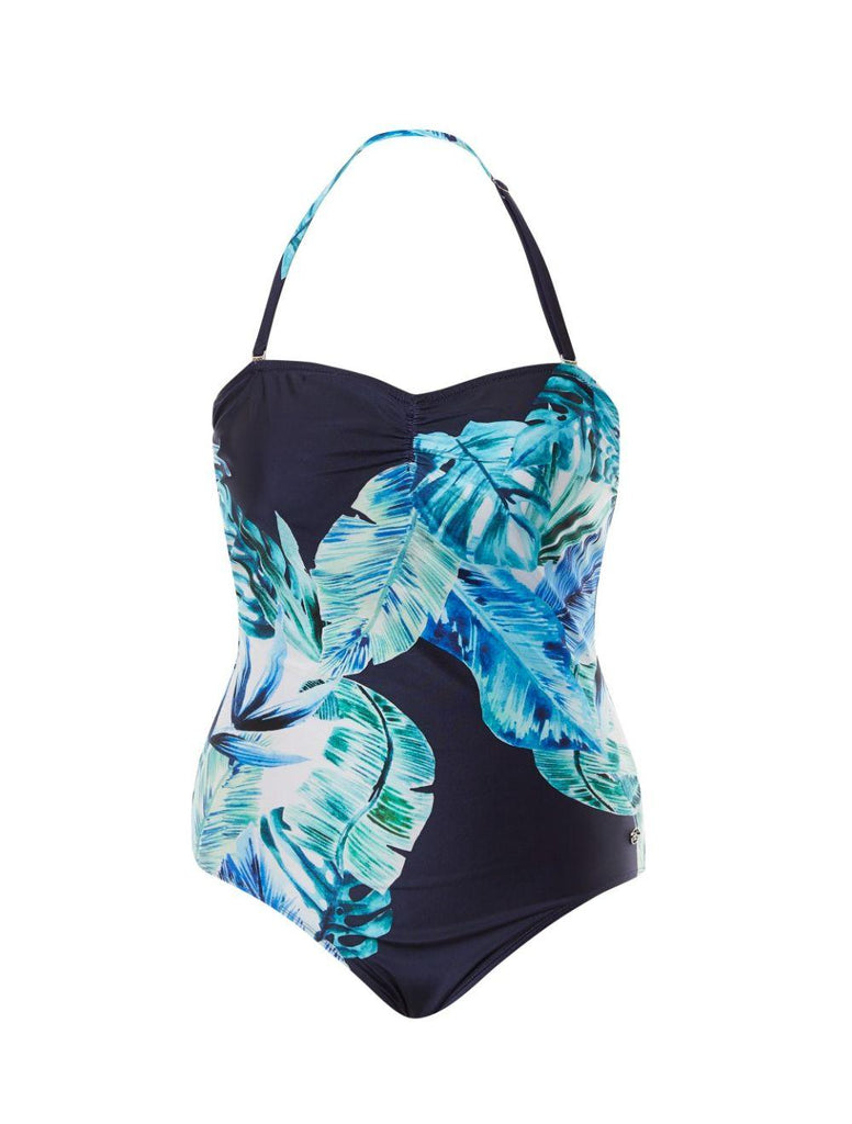 Emmeline Palm Bandeau Blue - Seaspray Swimwear