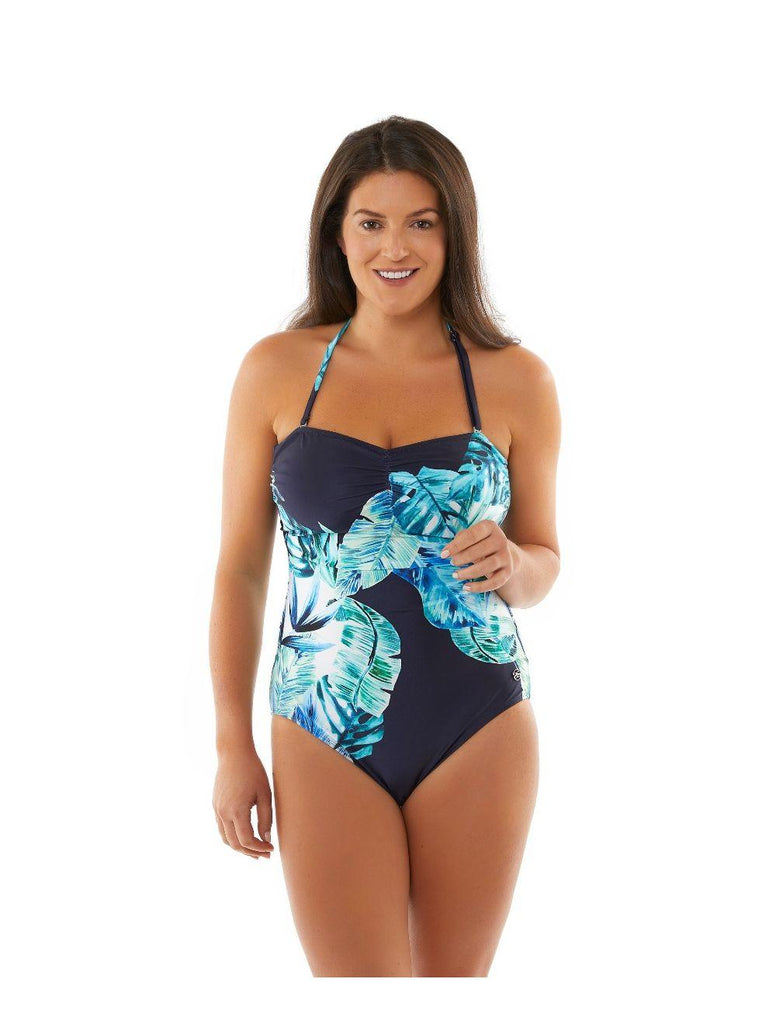 Emmeline Palm Bandeau Blue - Seaspray Swimwear