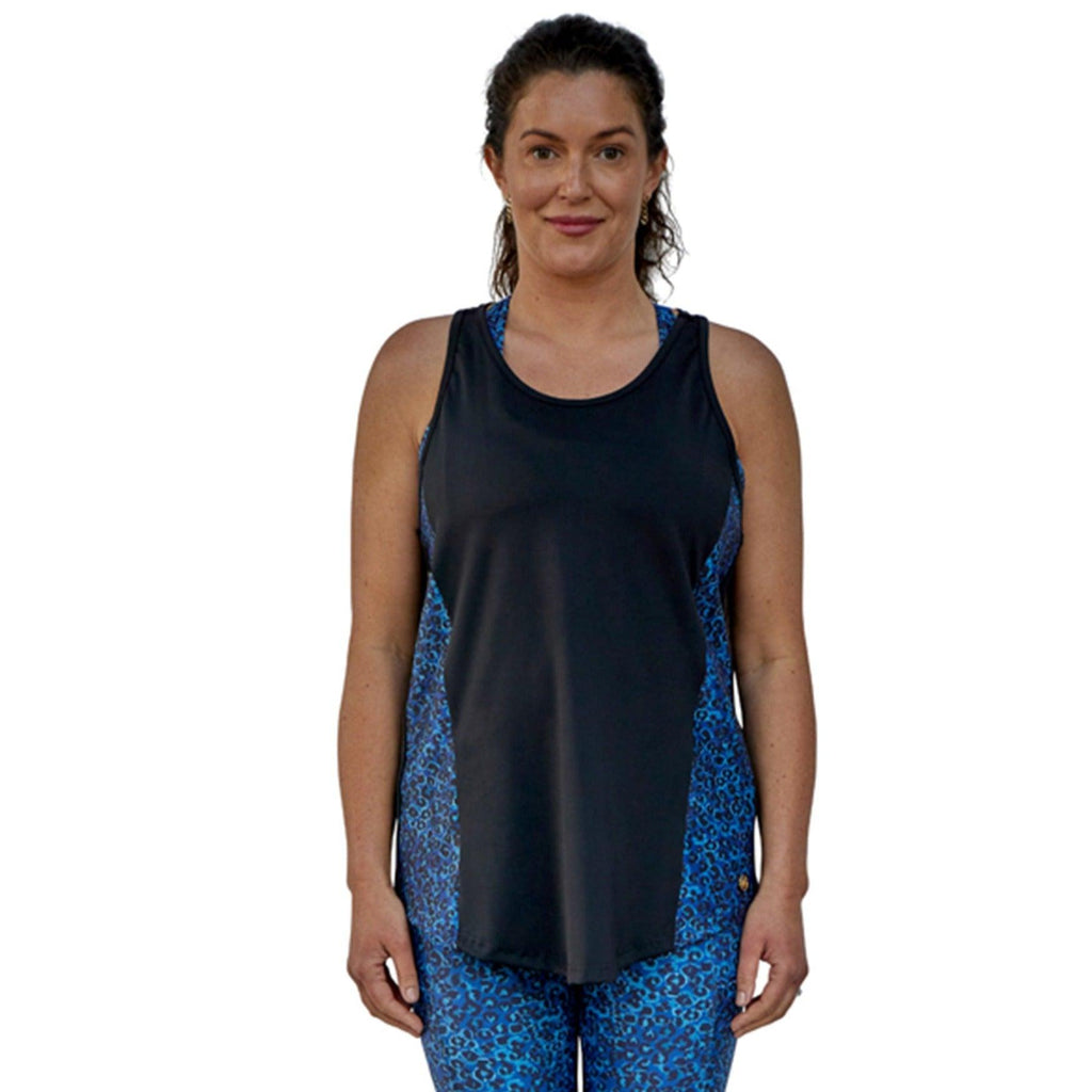 Leopard Contrast Sports Vest Blue - Seaspray Swimwear