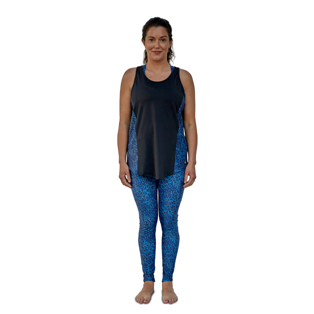 Leopard Contrast Sports Vest Blue - Seaspray Swimwear