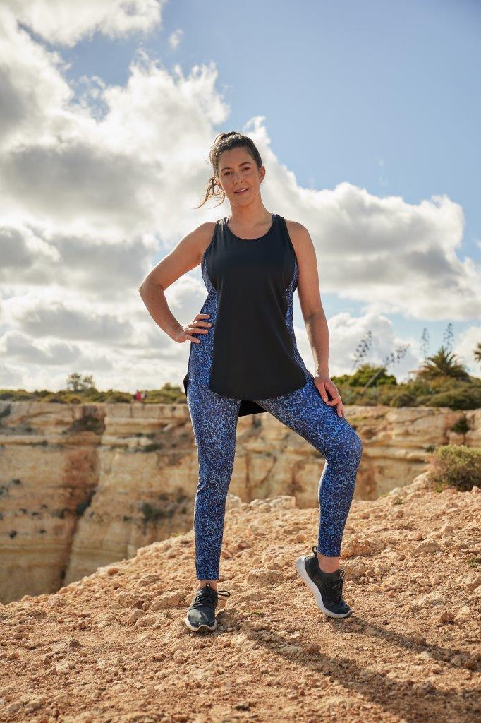 Leopard Contrast Sports Vest Blue - Seaspray Swimwear