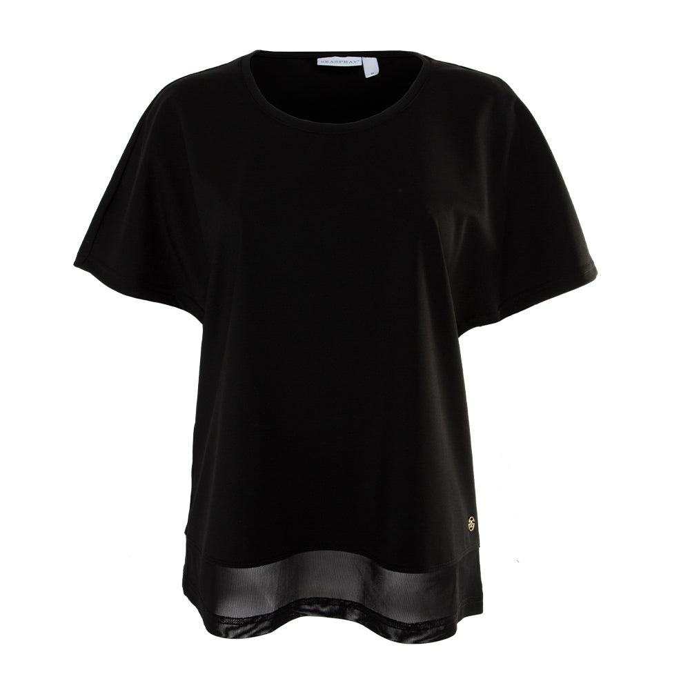 Mesh Hem Boxy T-Shirt Black - Seaspray Swimwear