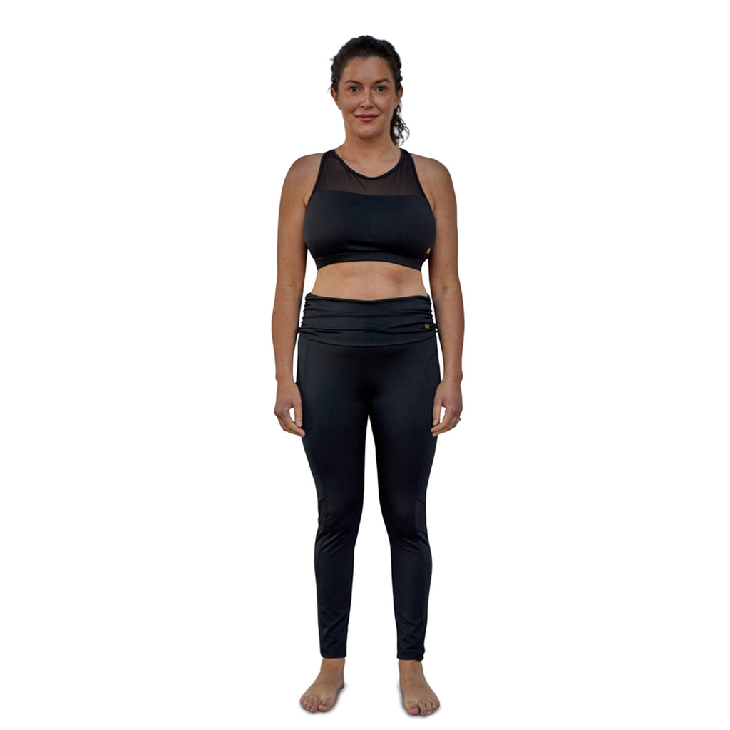 Mesh Sports Crop Top Black - Seaspray Swimwear