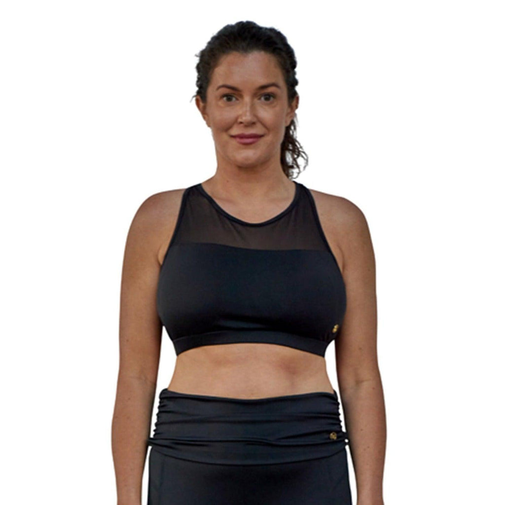 Mesh Sports Crop Top Black - Seaspray Swimwear