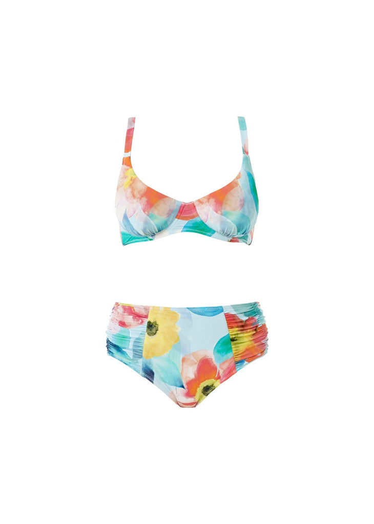 Poppy Gathered Brief Aqua - Seaspray Swimwear