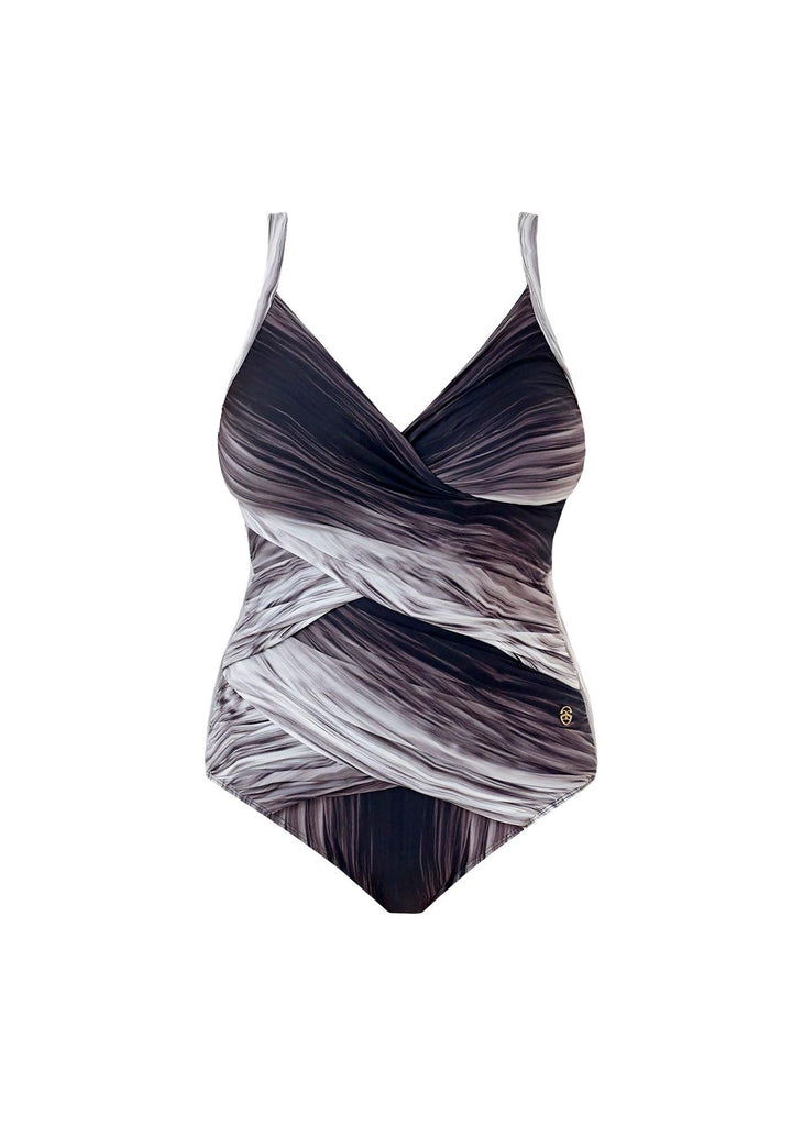 Rosa Ombre Doubled Draped Strap Suit Black - Seaspray Swimwear